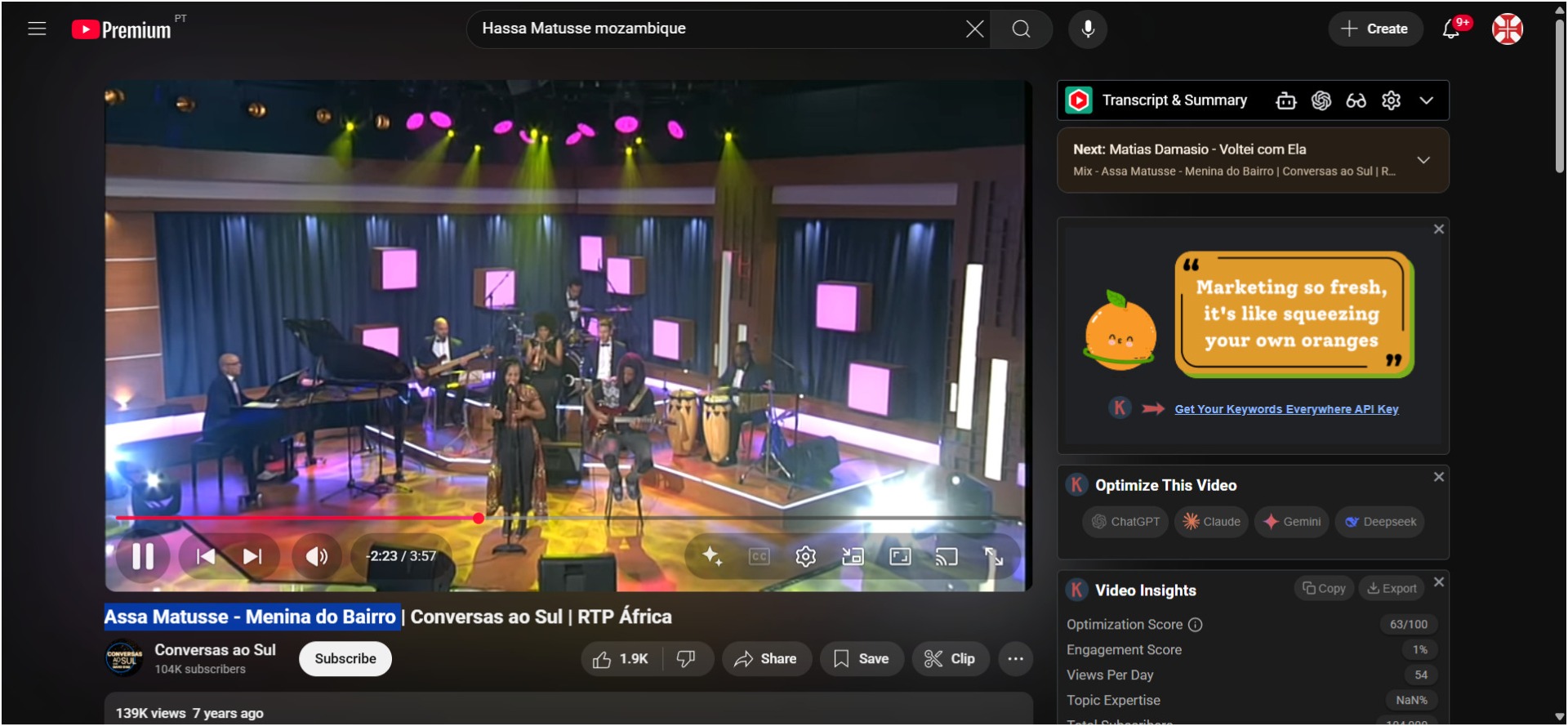 VIDEO > Assa Matusse - Menina do Bairro 