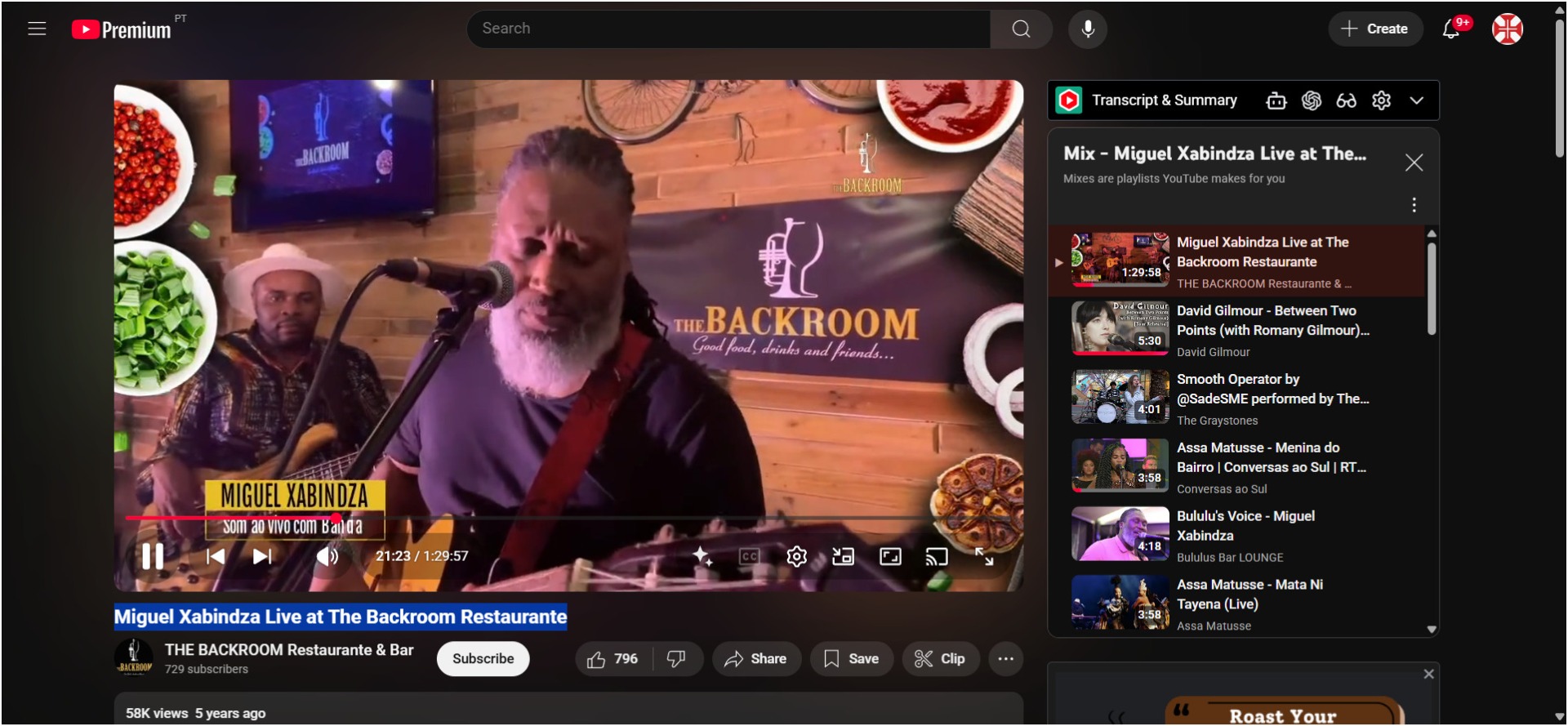 VIDEO >  Miguel Xabindza Live at The Backroom Restaurante