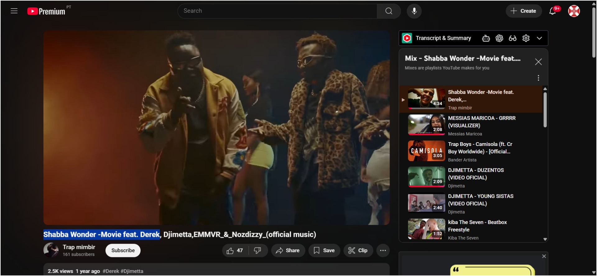 VIDEO > Shabba Wonder -Movie feat. Derek