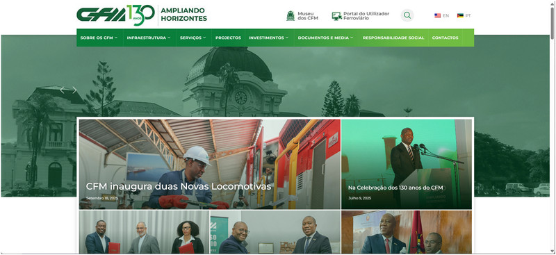 Website - The company Ports and Railways of Mozambique (CFM), 