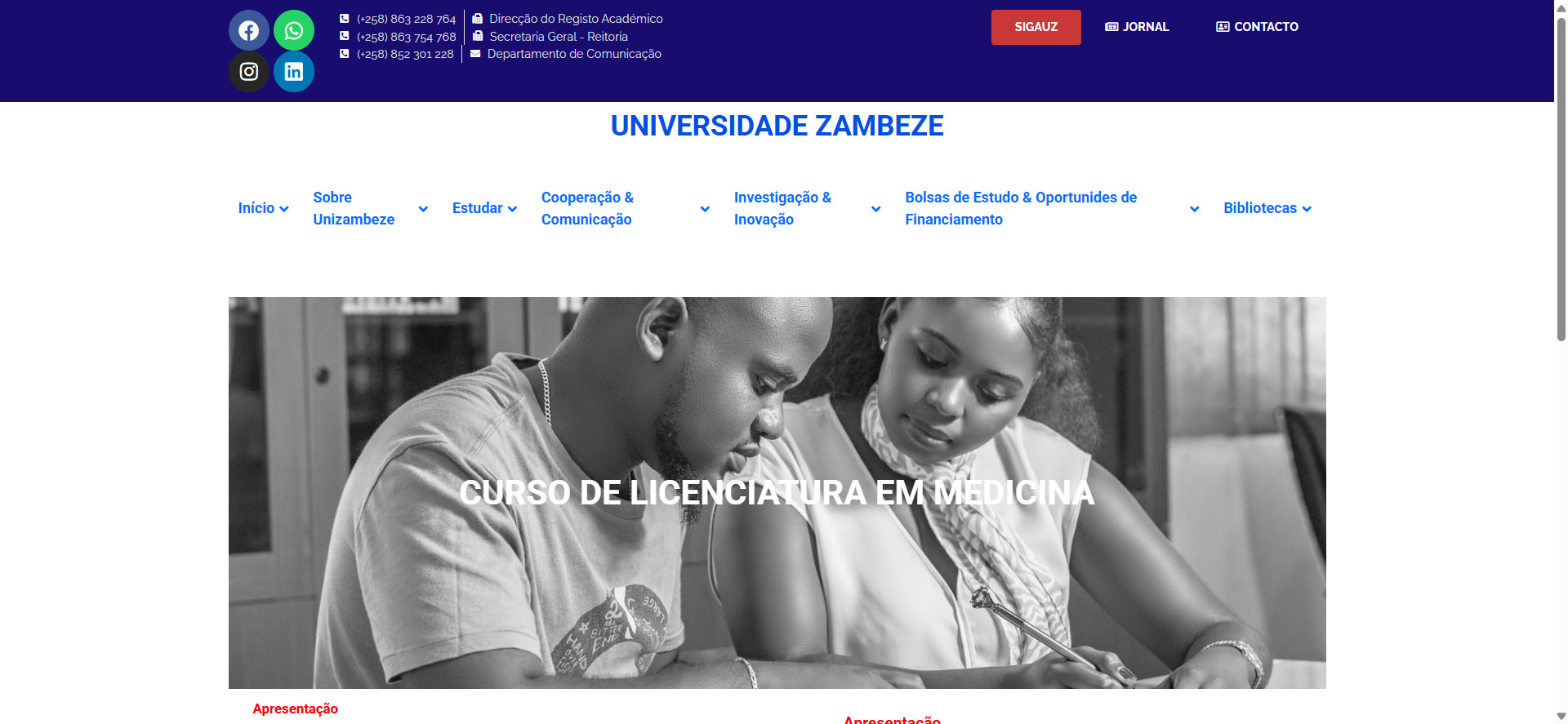 FCS da UniZambeze - WEBSITE