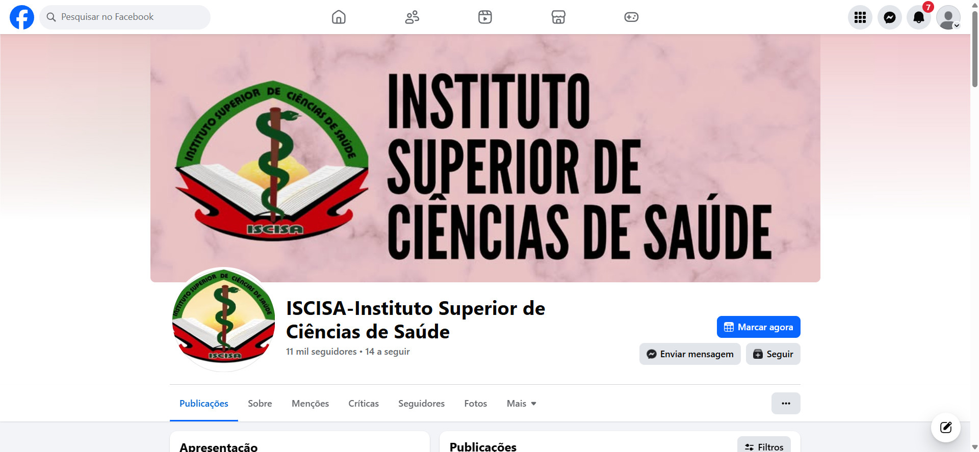 Facebook --->  Instituto Superior de Ciências de Saúde (ISCISA)