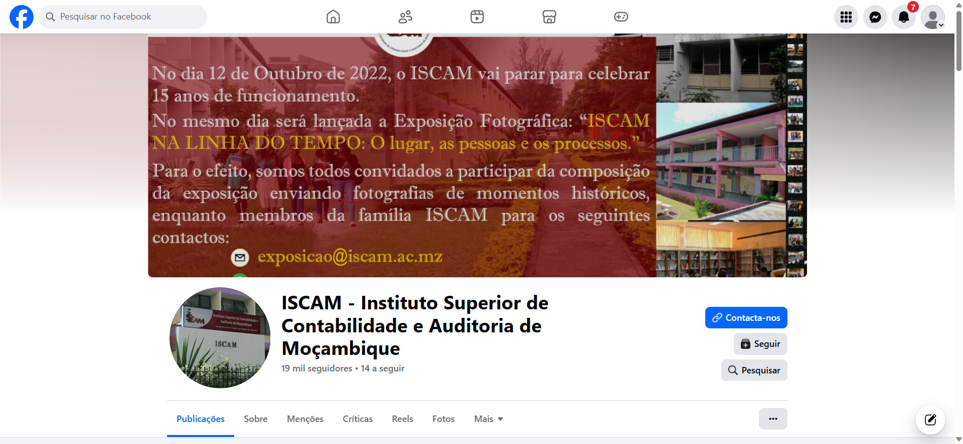 Facebook ---->  Instituto Superior de Contabilidade e Auditoria de Moçambique (ISCAM)