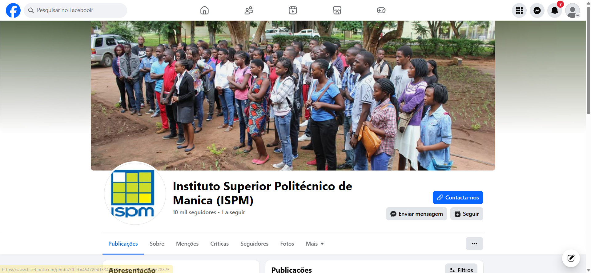 Facebool ----> Instituto Superior Politécnico de Manica (ISPM)