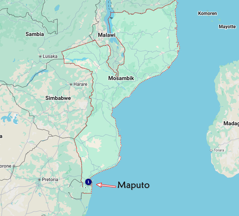 Mapa de localização de Maputo